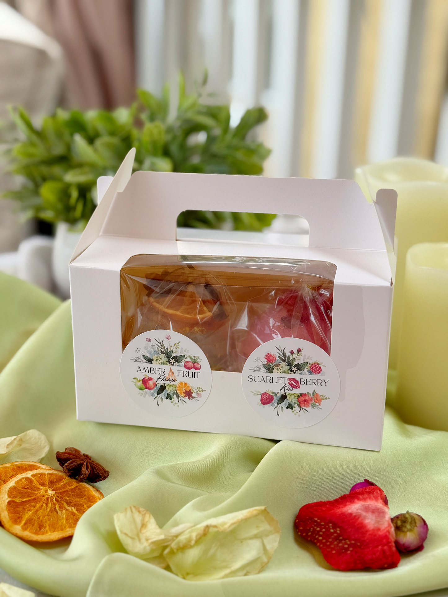Set of Two Tea Bombs – Amber Fruit Flame & Scarlet Berry Kiss – Fruity Spiced Herbal Tea – VeraLana Natural Gift Set