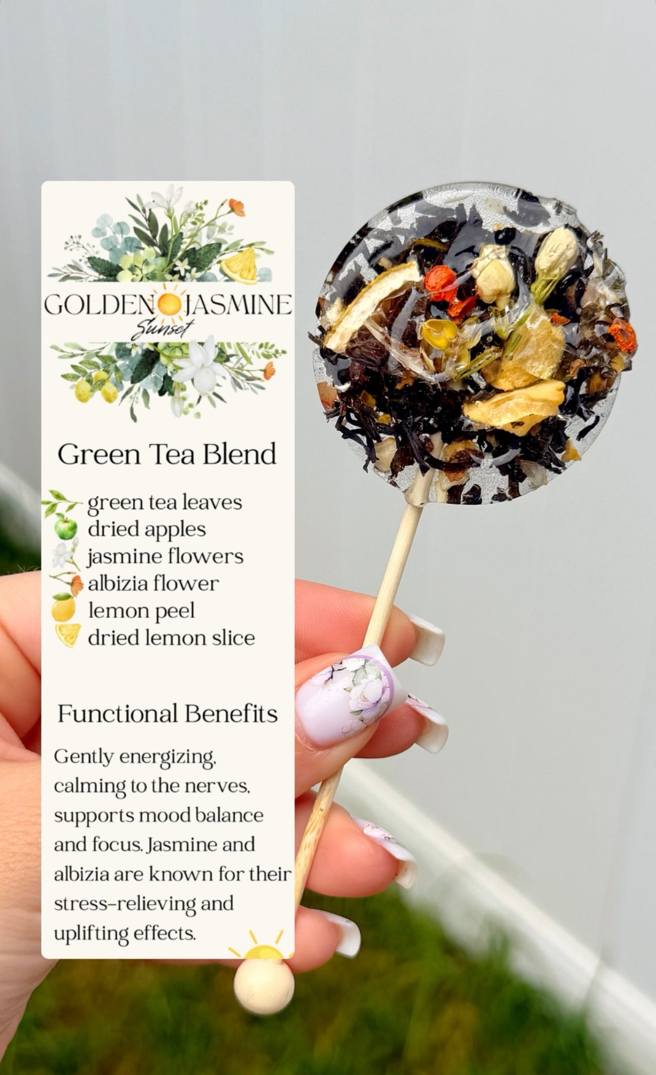 Custom Baby Shower Favors – Tea Lollipops with Personalized Tag & Ribbon – 4 Flavors