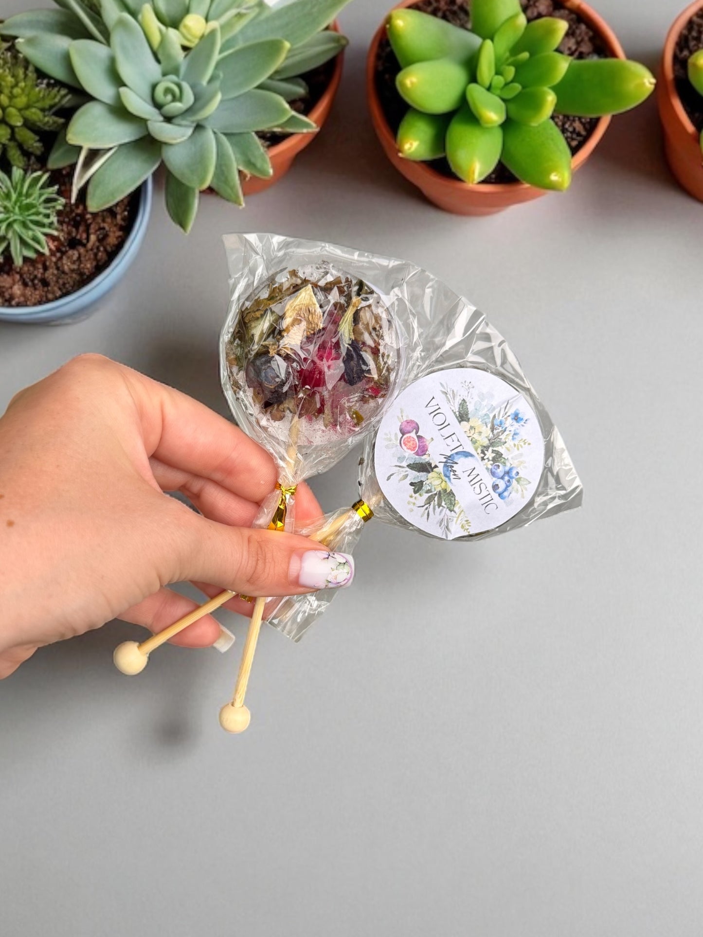 Tea Lollipop - Violet Mystic Moon - White Tea - Soothing & Full of Antioxidants - Heart Shaped