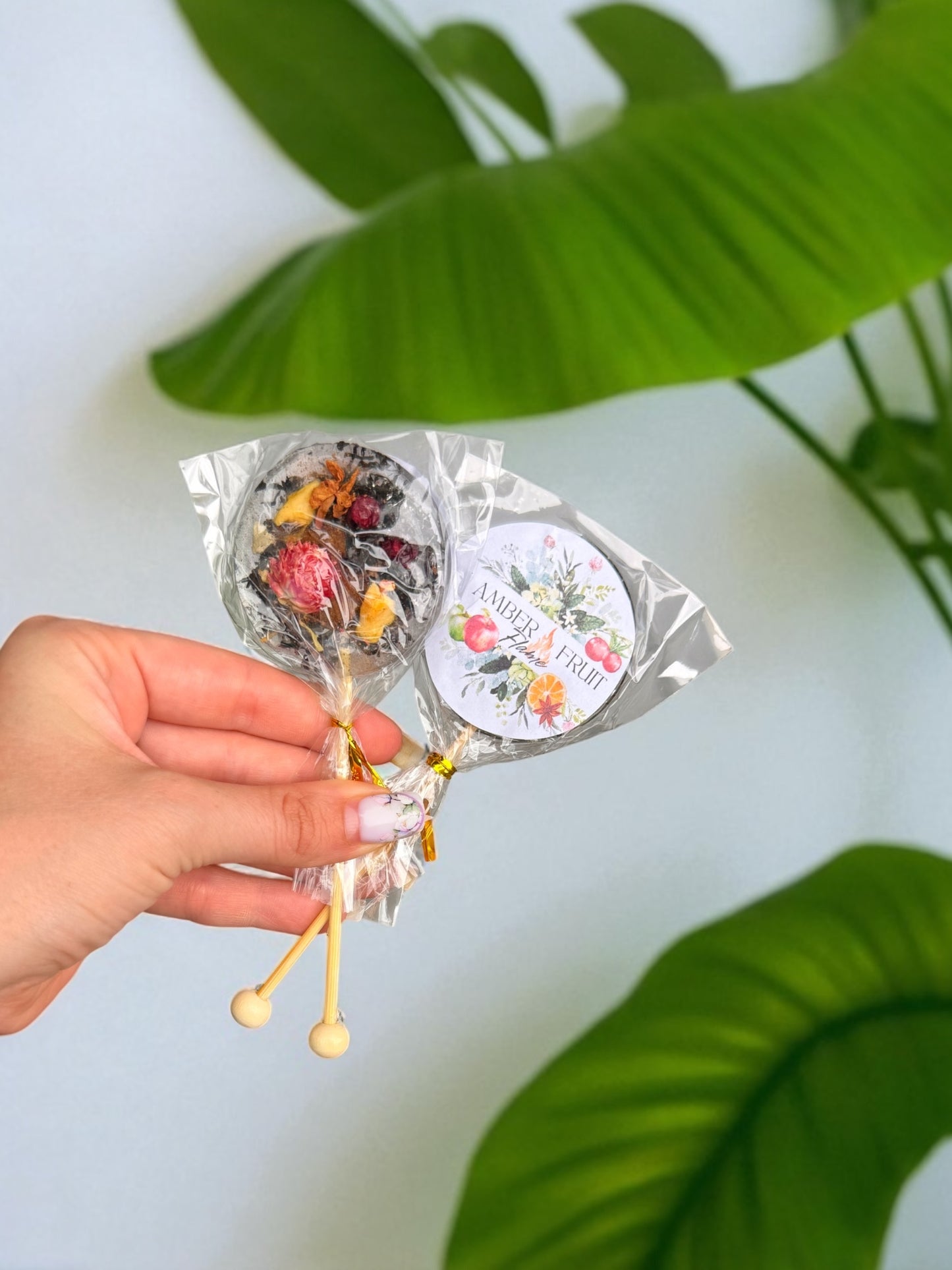 Tea Lollipop - Amber Fruit Flame - Black tea - Energizing & Warming - Round Shaped