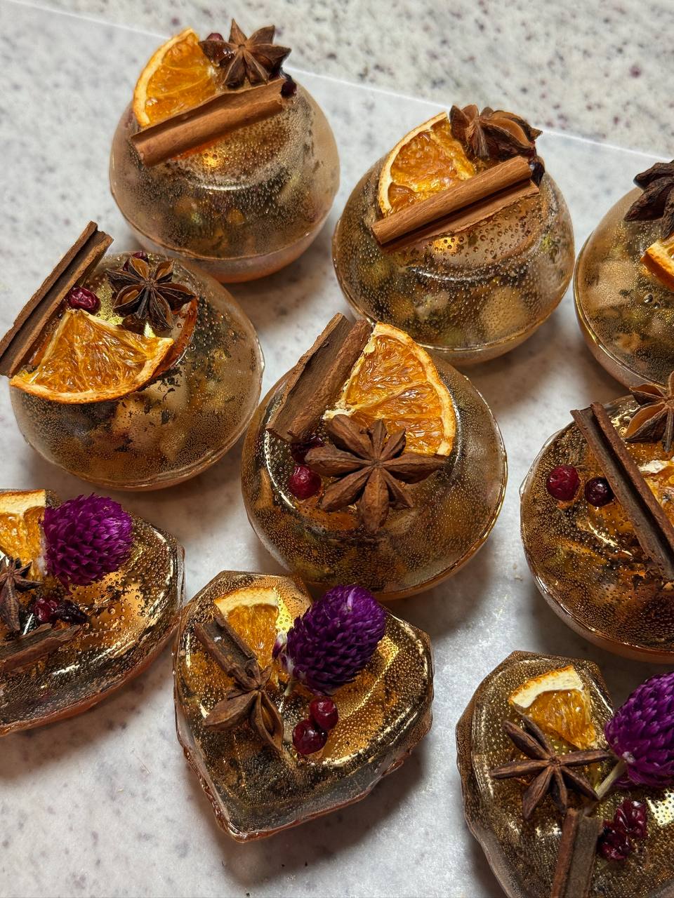 Amber Fruit Flame Tea Bomb โ Heart Shaped Black Tea with Cranberry & Orange