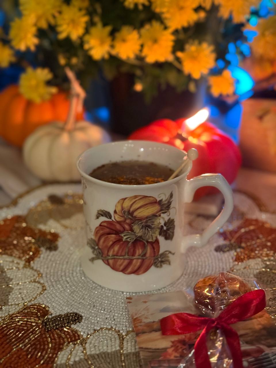 Pumpkin Spice Rooibos Tea Lollipops with Fall Gift Card ā Sugar-Free Herbal Gift | Handmade Autumn Tea Pops