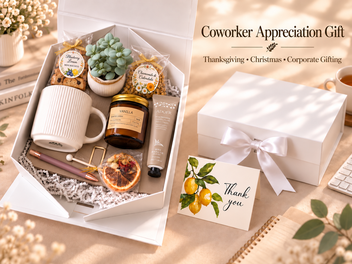 Seasonal Gift Box: Fall/Winter Styling, Handcrafted Tea Lollipop with Mug and Desk Stuff