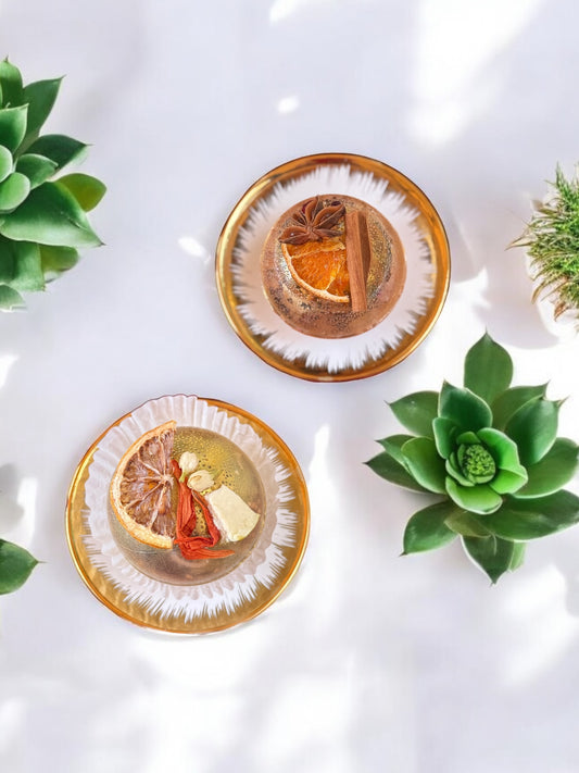 Set of Two Tea Bombs in a Gift Box – Golden Jasmine Sunset + Amber Fruit Flame