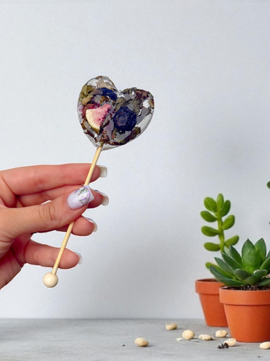 Tea Lollipop - Violet Mystic Moon - White Tea - Soothing & Full of Antioxidants - Heart Shaped
