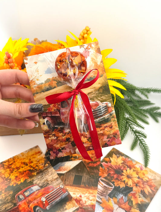 Pumpkin Spice Rooibos Tea Lollipops with Fall Gift Card – Sugar-Free Herbal Gift | Handmade Autumn Tea Pops