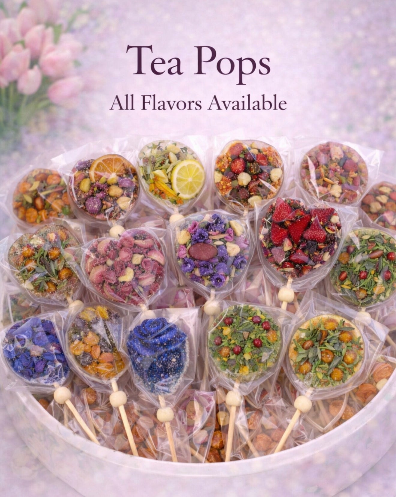 LEMON ChamoMint -  Lemongrass, Chamomile & Mint Herbal Tea Lollipop (Round Shape)