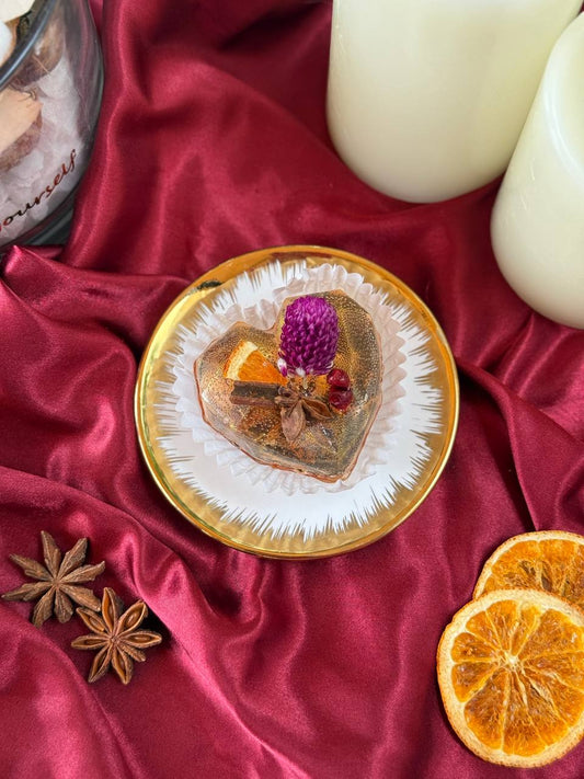 Amber Fruit Flame Tea Bomb – Heart Shaped Black Tea with Cranberry & Orange