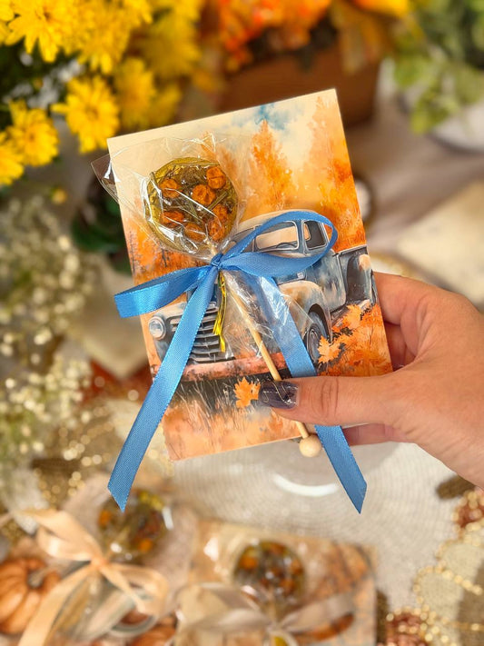 Sea Buckthorn Pine Tea Lollipops with Gift Card – Sugar-Free Herbal Gift | Natural Handmade Tea Pops